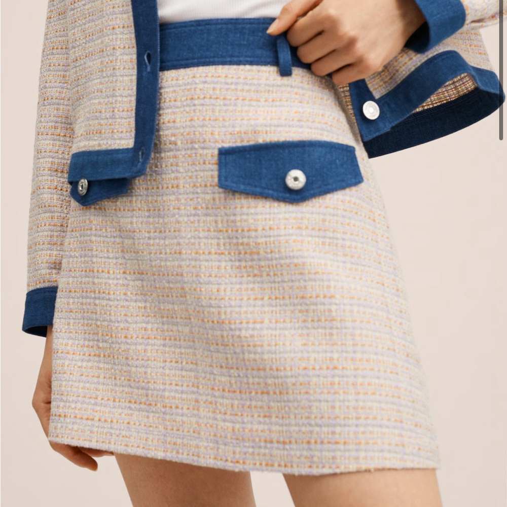 Mango Mini Check tweed skirt